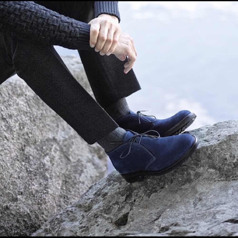 Heschung Chukka Boots Blue Suede Genet US   8.5